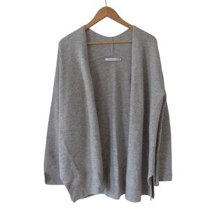 Harper Lane Gray Cardigan Sweater Medium Wool Cashmere Open Front Relaxed Knit